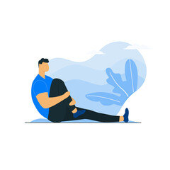 Man free exercise workout at the nature illustration 