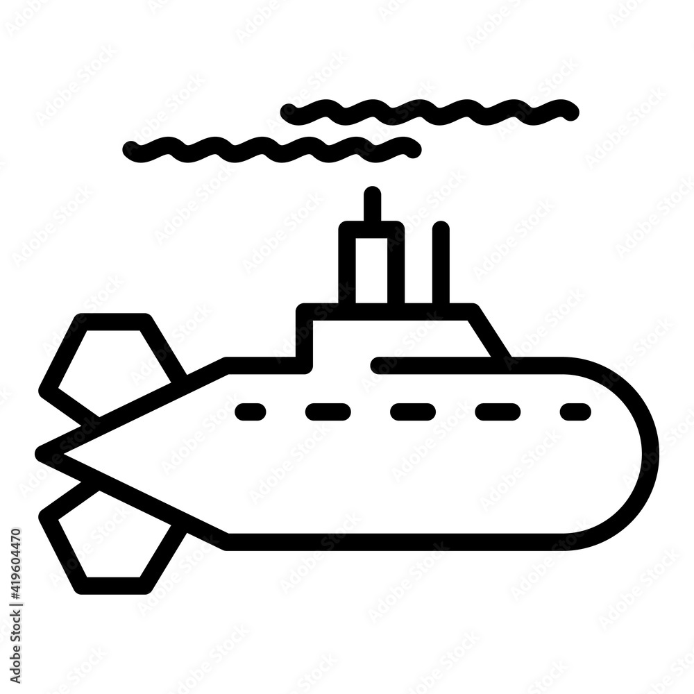 Poster fast submarine icon. outline fast submarine vector icon for web design isolated on white background