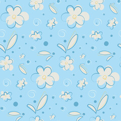 Fototapeta na wymiar Seamless pattern with flowers and petals. Summer texture in doodle style.