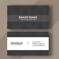 Double-Sides Business Card Design In Dark Grey And White Color.