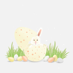 easter bunny with easter eggs