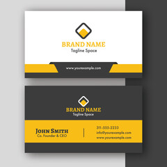 Editable Business Card Or Horizontal Template In Front And Back View.