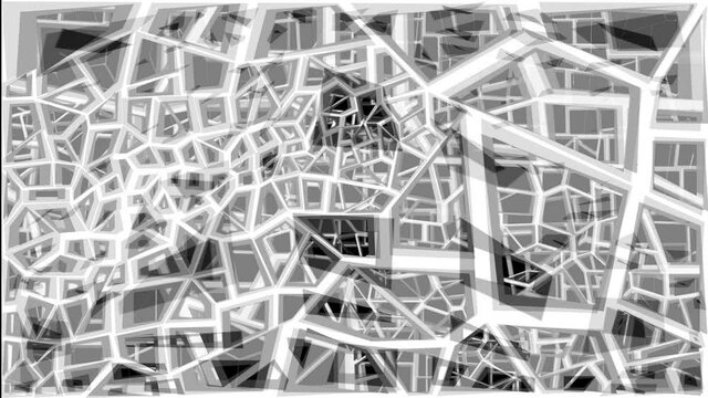 BG of Shaking Quadrangular Fragments - Excellent technological and information video pattern.
Constantly born vibrating and disappearing geometric patterns consisting of many overlapping quadrangles. 