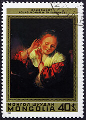 Postage stamp Mongolia 1981 Young woman with earrings, by Rembra