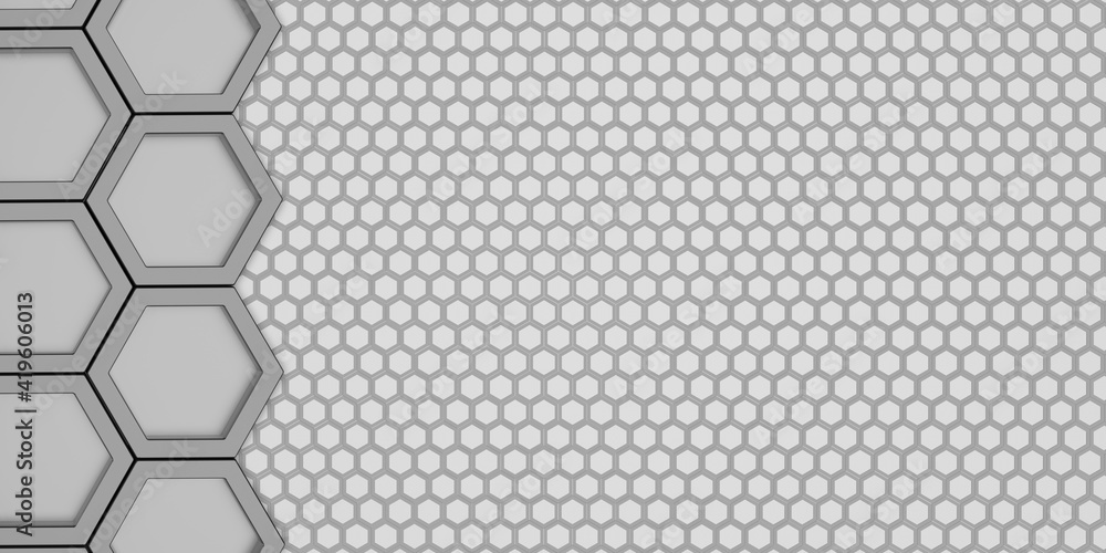 Poster geometric hexagon polygon pattern glossy hexagonal honeycomb 3d illustration hexagonal frame futuris