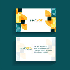 Abstract Editable Business Card Design In Front And Back View.