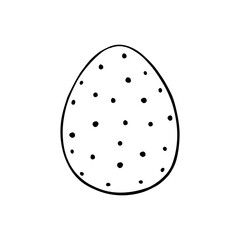 Vector black outline easter egg. Holiday illustration in hand drawn doodle style for gift card certificate banner sticker, stamp, logo, icon label, coloring book page