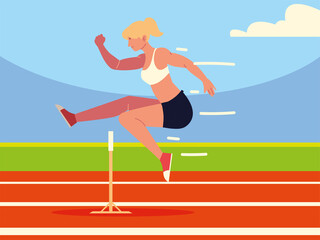 Fototapeta premium woman obstacle track