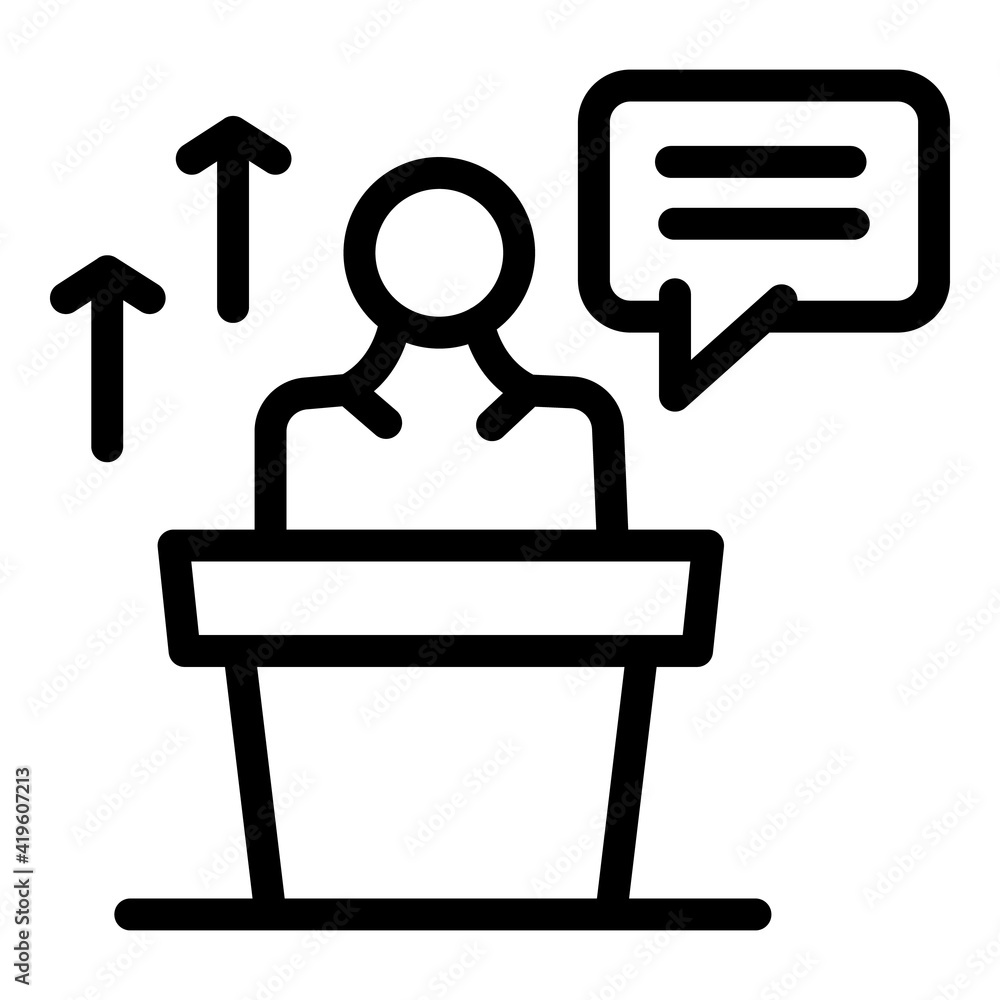 Poster career speaker icon. outline career speaker vector icon for web design isolated on white background
