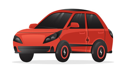 Fototapeta na wymiar 3D Rendering Electric Car In Red And Black Color.
