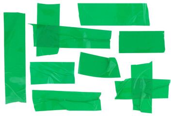 Green adhesive tapes isolated on white