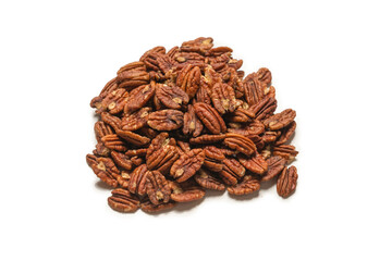 Pecan-nut isolated on white background. Top view.