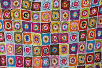 Fototapeta premium Colorful balinese decorative blanket for sale in street market in Ubud, Bali, Indonesia