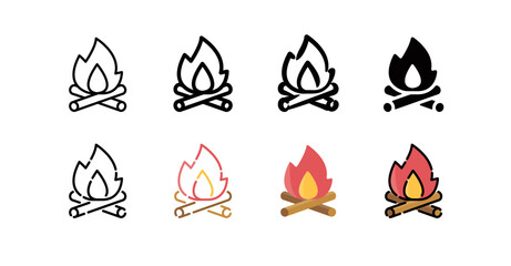Bonfire Icon Set (8 different style vector icon set)