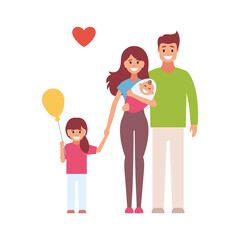 Happy family. Vector flat design illustration on white background