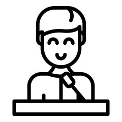 Democracy speaker icon. Outline democracy speaker vector icon for web design isolated on white background