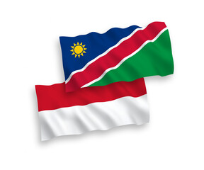 Flags of Indonesia and Republic of Namibia on a white background