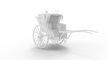 Fototapeta na wymiar 3D rendering of a carriage vintage historic cart isolated on white background.