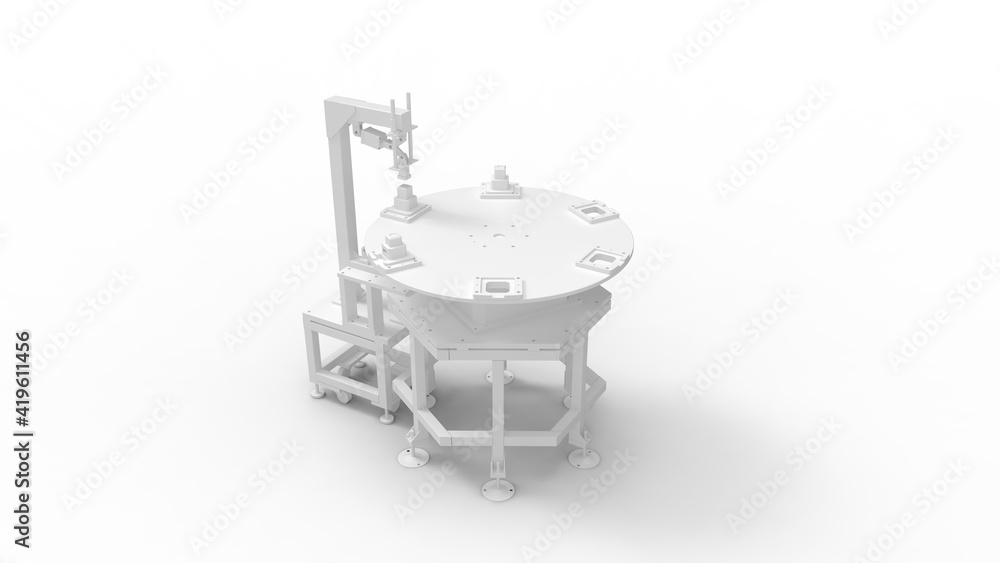 Aufkleber 3d rendering of a manufacturing machine pressing turn table machine.