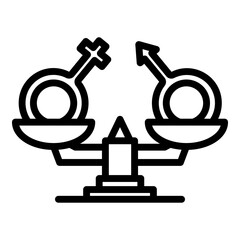 Gender equality icon. Outline gender equality vector icon for web design isolated on white background