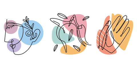 abstract face hand lineal