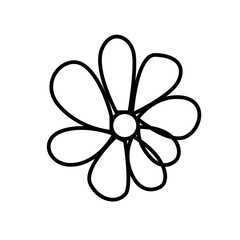 Chamomile doodle, hand drawing. Element of design. Spring flower. Chamomile isolated on a white background.
