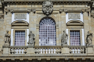 Architectural details of Good Jesus of the Mount church (Bom Jesus do Monte, 1784) near Braga....