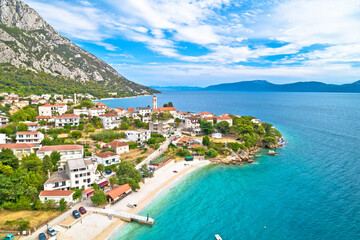Fototapeta premium Gradac village on Makarska riviera waterfront aerial view