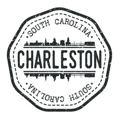 Fototapeta premium Charleston, SC, USA Stamp Skyline Postmark. Silhouette Postal Passport. City Round Vector Icon. Vintage Postage Design.