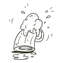 Beer mug with foam hand drawn.