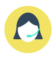Female Phone Operator Colored Vector Icon 