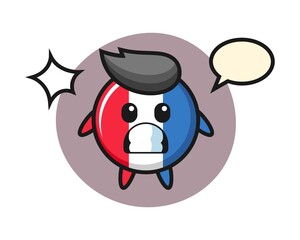 France flag badge character cartoon with shocked gesture