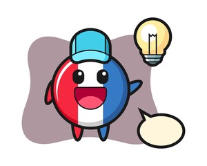 France flag badge character cartoon getting the idea