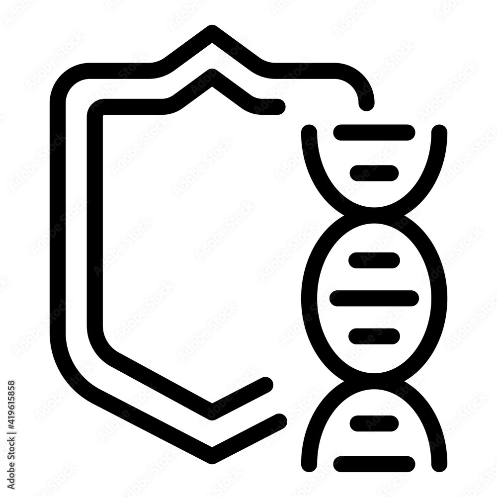 Poster shield dna icon. outline shield dna vector icon for web design isolated on white background