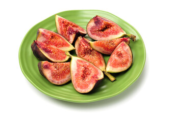 Ripe figs on a white background