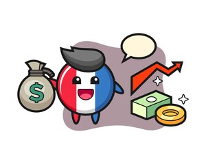 France flag badge illustration cartoon holding money sack