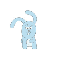 Cute little bunny character smiles at you. Sweet cartoon Easter rabbit vector flat design illustration isolated on white background.