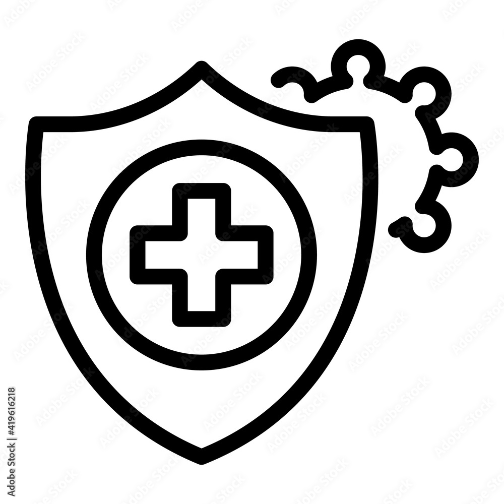 Poster immune shield icon. outline immune shield vector icon for web design isolated on white background