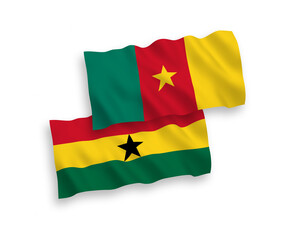 Flags of Cameroon and Ghana on a white background