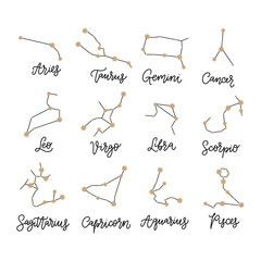 Astrology astronomy constellation mystic spiritual icon. Universe horoscope zodiac astral vector symbol.