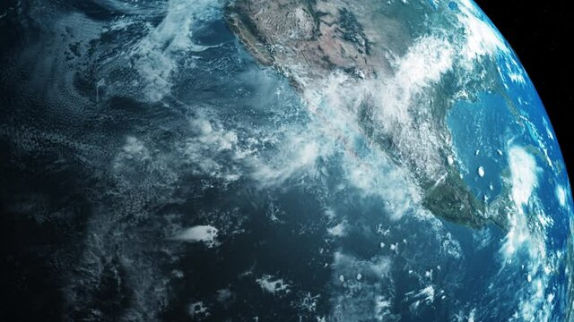 Close up shot of earth rotating in outer space