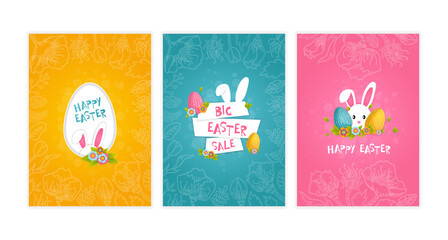 Happy easter banners and greeting cards template. Big spring sale banner