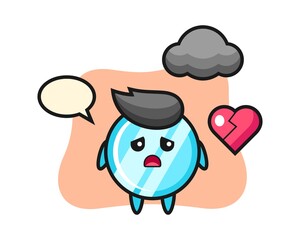 Mirror cartoon illustration is broken heart
