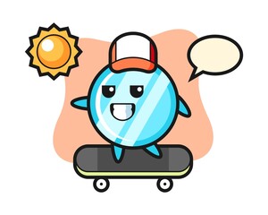 Mirror character illustration ride a skateboard