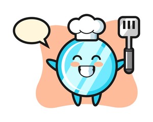 Mirror character illustration as a chef is cooking