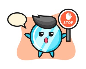 Mirror character illustration holding a stop sign