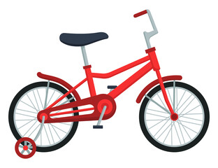 Kid bicycle on white background. Children bike, vector illustration