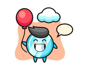 Mirror mascot illustration is playing balloon