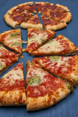 Delicious pizza on wooden board