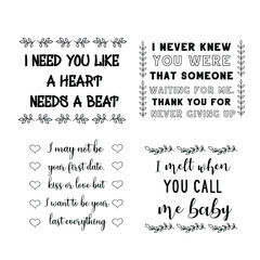 Set of vector quotes about love and Romantic feeling. Design elements for Valentine's day
